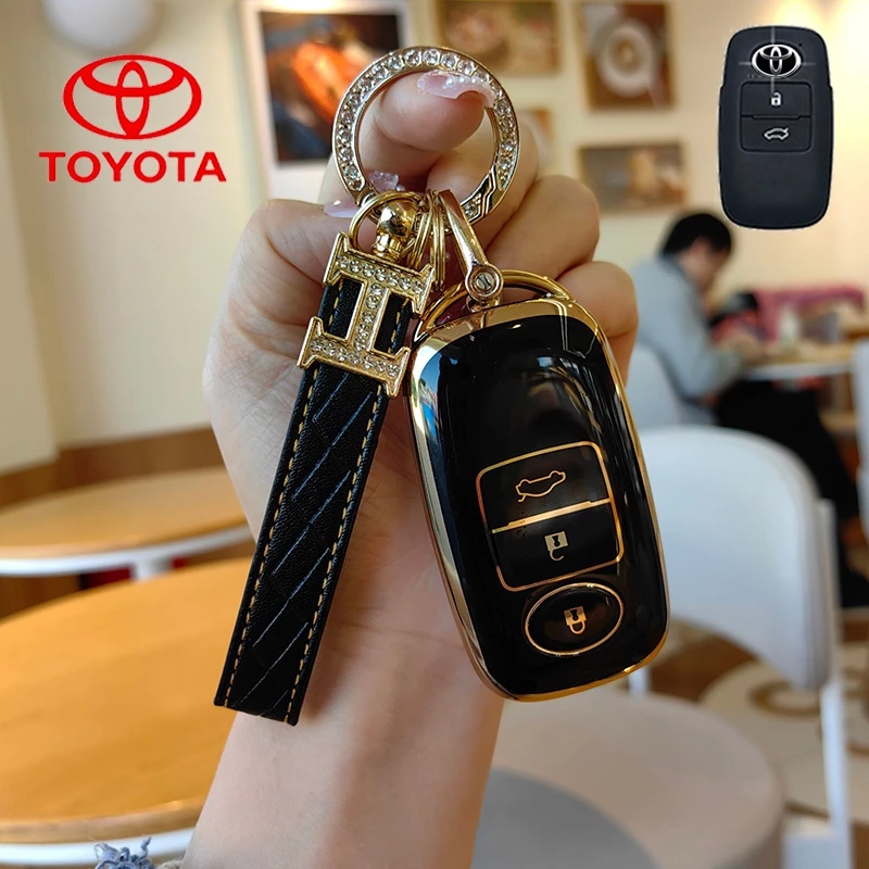 Toyota 3 ปุ่มรถ Remote Key สําหรับ Toyota YARIS 2022-2023/Raize/Avanza/YARIS ativ 2022-2024/Vios/YARIS CROSS 2023-2024 พวงกุญแจฝาครอบกุญแจ