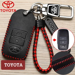 Toyota หนังแท้รถ Remote Key Case เหมาะสําหรับ Toyota YARIS 2022-2023/Raize/Avanza/YARIS ativ 2022-2024/Vios/YARIS CROSS 2023-2024 ฝาครอบพวงกุญแจอุปกรณ์เสริม