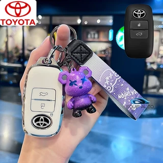 Toyota 3 ปุ่มกุญแจรถ Toyota Avanza ฝาครอบกุญแจรีโมทสําหรับ Toyota YARIS/Raize/Avanza/YARIS ativ/Vios/YARIS CROSS 2023-2024