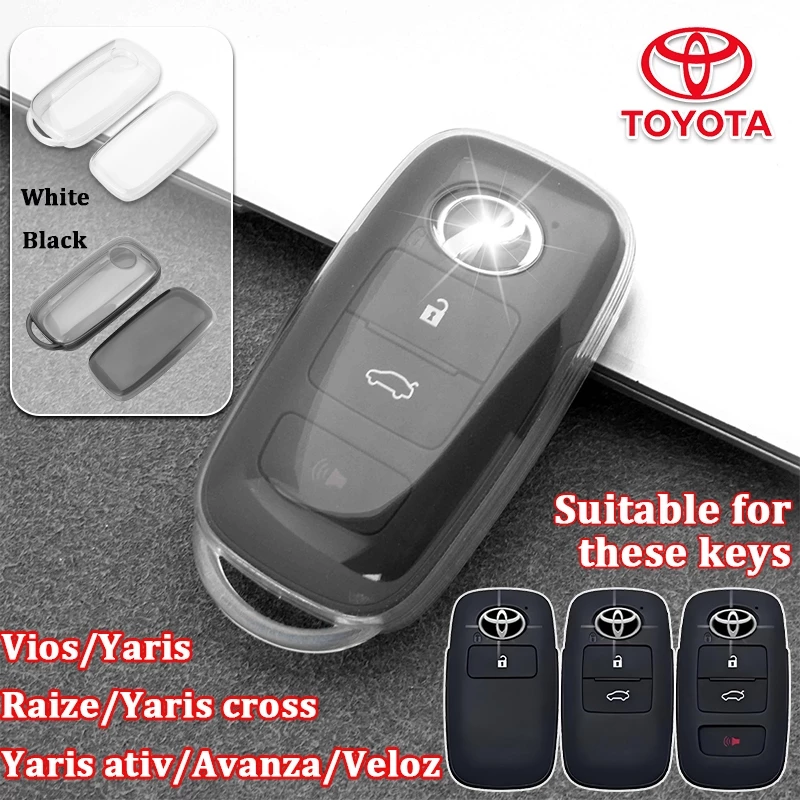 เคสกุญแจรีโมทรถยนต์ Toyota สําหรับ Toyota Vios/Yaris/Veloz/Raize/Yaris cross/Yaris ativ/Avanza Toyota พวงกุญแจฝาครอบกุญแจใส