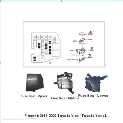 โตโยต้า วีออส 2013-2022 รุ่น ยาริส/ล ช่องเครื่องยนต์ กล่องฟิวส์ซ้าย รีเลย์ ฐานครอบปลอกพลาสติก