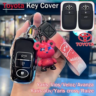 เคสกุญแจรถสําหรับ Toyota Yaris/Vios/Veloz/Yaris cross/Yaris ativ/Avanza/Raize ฝาครอบกุญแจรีโมท Vios ปลอกกุญแจพวงกุญแจ