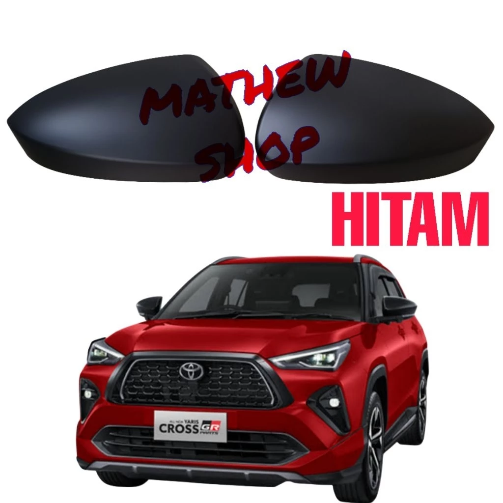 Yaris Cross 2023 2024 2025 2026 สีดําด้านหลังดูกระจกฝาครอบ Protector Garnish / สีดํา YarisCross Hybrid กระจกมองหลังฝาครอบ Garnish