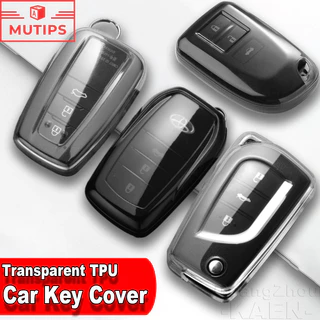 Toyota โปร่งใส TPU เคสกุญแจรถยนต์ เคสกุญแจรีโมทรถยนต์ สำหรับ Fortuner Camry Hilux Revo Yaris ATIV Yaris Cross Veloz Prius Innova Hiace