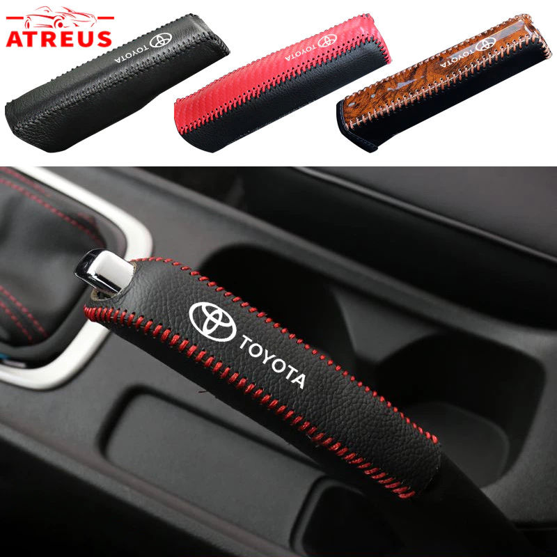 Toyota ปลอกหุ้มเบรคมือสําหรับรถยนต์ ปลอกหุ้มลูกบิดเบรคมือรถยนต์ หนังเทียม  ปลอกหุ้มเบรคมือ กันลื่น ครอบเบรคมือ สำหรับ Toyota Fortuner Camry Hilux Revo Yaris ATIV Yaris Cross Veloz Prius Innova Hiace
