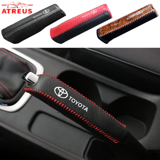 Toyota ปลอกหุ้มเบรคมือสําหรับรถยนต์ ปลอกหุ้มลูกบิดเบรคมือรถยนต์ หนังเทียม ปลอกหุ้มเบรคมือ กันลื่น ครอบเบรคมือ สำหรับ Toyota Fortuner Camry Hilux Revo Yaris ATIV Yaris Cross Veloz Prius Innova Hiace