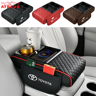 Toyota 6in1 คอนโซลกลางเบาะที่เท้าแขน ที่เก็บของข้างยนต์ด้วยการชาร์จแบบไร้สาย ที่เท้าแขนรถกล่องเก็บคอนโซลกลางรถ สำหรับ Toyota Fortuner Camry Hilux Revo Yaris ATIV Yaris Cross Veloz Prius Innova Hiace