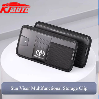 Toyota Yaris Cross รถ Sun Visor กระเป๋า PU หนัง Multi-Pocket Organizer รถแว่นตาคลิปการ์ด Hodler กระเป๋าสําหรับ Yaris Cross AC200 2023 2024 GS HEV GR TRD กีฬา