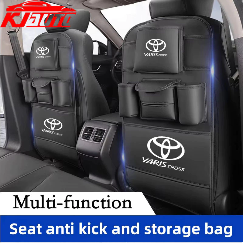 Toyota Yaris Cross รถที่นั่งกลับกระเป๋ารถ Anti Kick Mats ขนาดใหญ่ความจุรถ Backuper Organizer Auto TissOr กล่องสําหรับ Yaris Cross AC200 2022 2023 2024 GS HEV TRD GR กีฬา