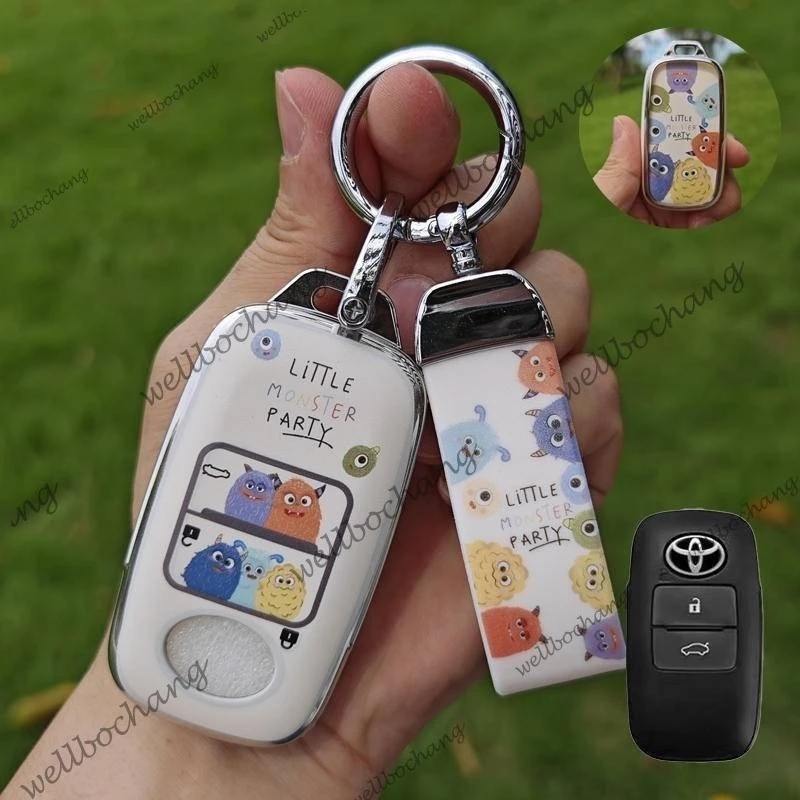 พวงกุญแจ พวงกุญแจรถปลอกกุญแจ Toyota Yaris Cross Raize Yaris ativ 2023 Vios veloz Key Frame Key Case Remote Case