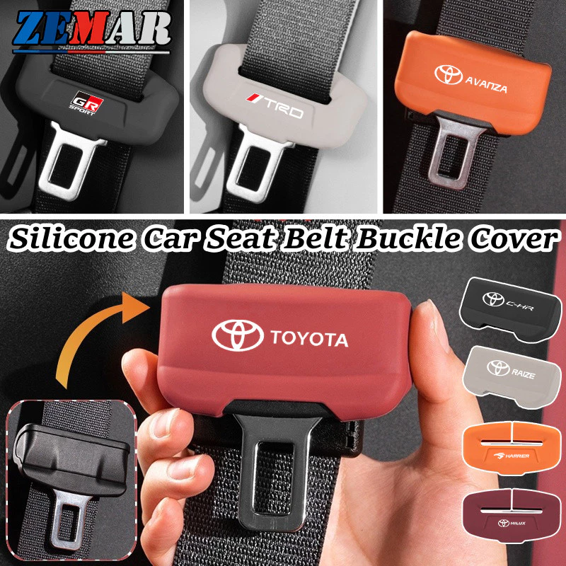 Toyota ซิลิโคนเข็มขัดปลอดภัยหัวเข็มขัดป้องกันการลื่นป้องกัน nti รอยขีดข่วน เข็มขัดนิรภัยรถยนต์หัวเข็มขัดปกป้อง Fortuner Camry Hilux Revo Yaris ATIV Yaris Cross Veloz Prius Innova Hiace