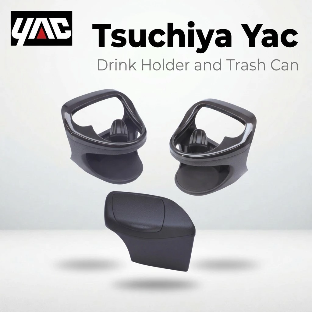 Tsuchiya Yac Vehicle-Specific Drink Holder and Trash Can Set for Driver's Seat and Passenger's Seat, Compatible with Yaris, Yaris Cross, and GR Yaris, Model Numbers SY-YA1, SY-YA2, SY-YA3.