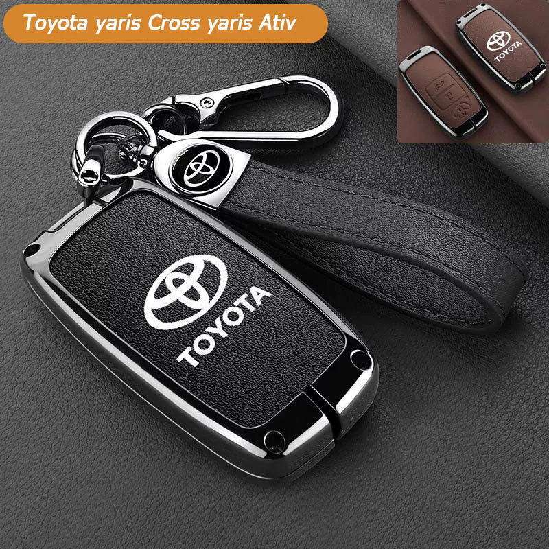 Toyota ยาริส1.5Hev 2026 yaris Cross 2025-26 yaris Ativ Keyless Remote Zinc Alloy Leather Key Cover yaris Car Key Case Casing