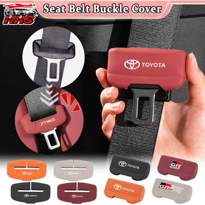 Toyota รถที่นั่งเข็มขัดหัวเข็มขัด Universal Soft ซิลิโคนความปลอดภัย Anti-Scratch เข็มขัด Protector รถอุปกรณ์เสริมสําหรับ Toyota Fortuner Camry Hilux Revo Yaris ATIV Yaris Cross Veloz Prius Innova Hiace