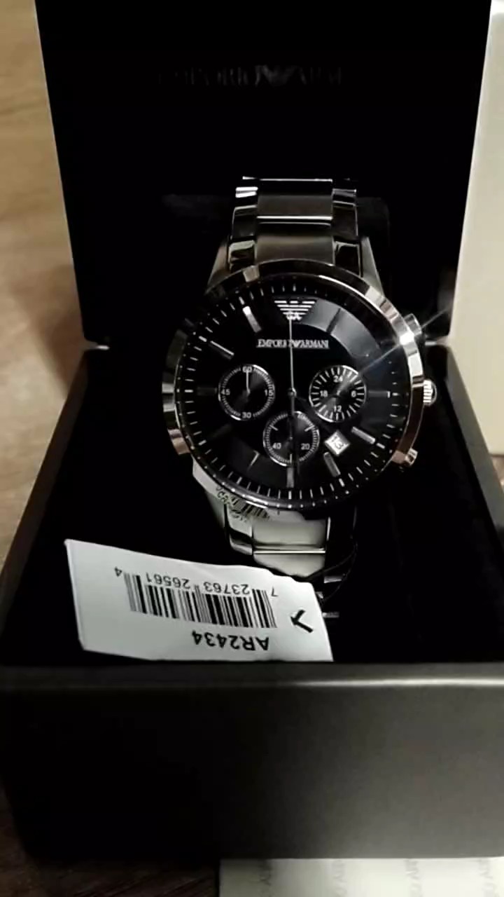 reviewEMPORIO ARMANI นาฬิกาข้อมือผู้ชาย รุ่น AR2434 Classic Chronograph Black Dial SteelSilver comment 0