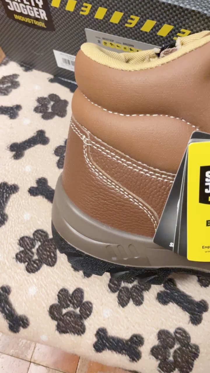 review รับประกัน 3 เดือนSafety Jogger รุ่น BESTZIP รองเท้าเซฟตี้หุ้มข้อหัวเหล็ก แผ่นเหล็กกันทะลุ หนังแท้และกันน้ำ สีน้ำตาล comment 0
