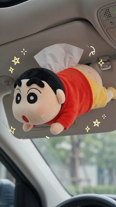 Hộp giấy vệ sinh Shinchan cực hot, búp bê lông mềm mại đáng yêu hài hước, búp bê treo xe sáng tạo, đồ trang trí nội thất xe, hộp giấy vệ sinh ô tô #ชินจัง #ชินจังจอมแก่น #กล่องทิชชู่