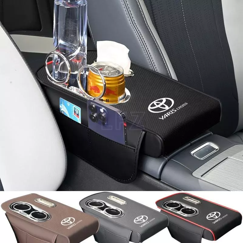 Toyota Yaris Ativ Yaris Cross Car กล่องที่วางแขนอเนกประสงค์ใหม่ แผ่นเพิ่มความสูงหนัง กล่องเก็บถุงการ์ดทิชชู่ เหมาะสําหรั