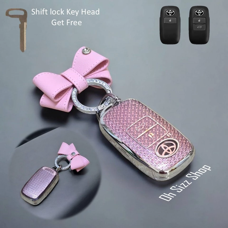 เคสรีโมทรถ Yaris ATIV  Yaris Cross Veloz 2024  ลายคริสตัลขอบเงิน (Crystal TPU Key Car Cover) กดปุ่มง่าย ปกป้องรีโมท