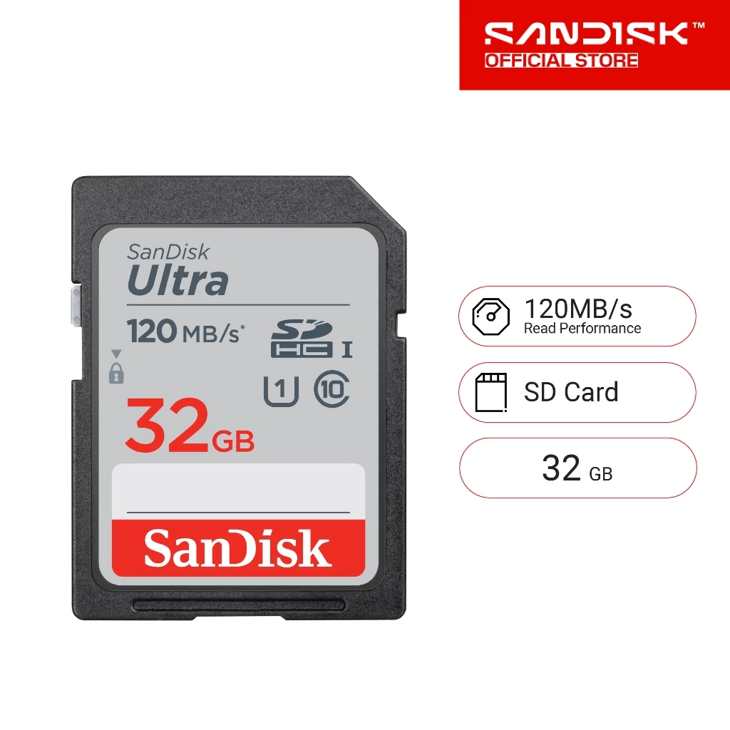SanDisk Ultra SD Card 32GB Class 10 Speed 120MB/s (SDSDUN4-032G-GN6IN, SD card)